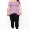 Curvy Sense Plus Size Nina Belted High-Low Top - Lavender 1 Curvy Sense Plus Size Nina Belted High-Low Top - Lavender