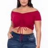 Curvy Sense Plus Size Tamara Ribbed Crop Top - Red Tops 1 Curvy Sense Plus Size Tamara Ribbed Crop Top - Red Tops