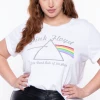 Curvy Sense Tops Plus Size Pink Floyd Graphic Tee - White