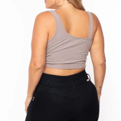 Curvy Sense Plus Size Asymmetric Ribbed Top - Mocha 9 Curvy Sense Plus Size Asymmetric Ribbed Top - Mocha