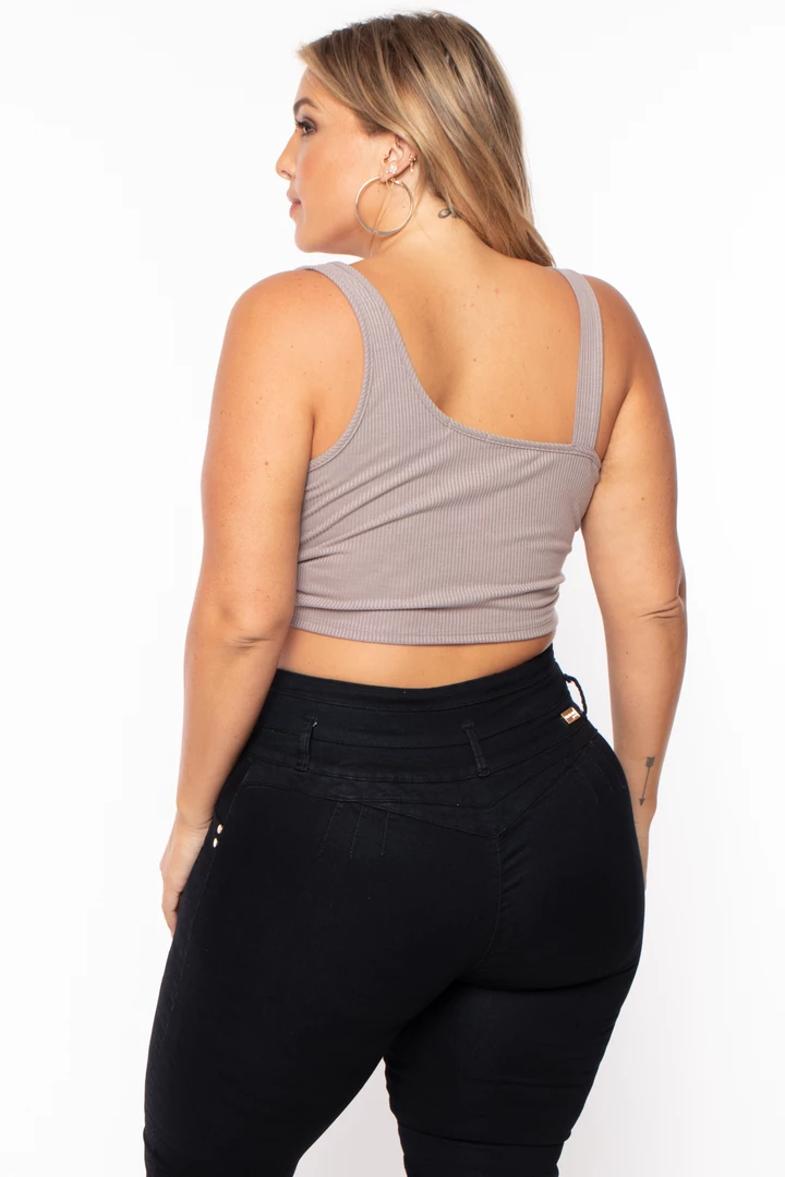 Curvy Sense Plus Size Asymmetric Ribbed Top - Mocha 6 Curvy Sense Plus Size Asymmetric Ribbed Top - Mocha