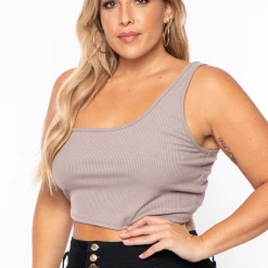 Curvy Sense Plus Size Asymmetric Ribbed Top - Mocha 8 Curvy Sense Plus Size Asymmetric Ribbed Top - Mocha