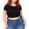 Curvy Sense Plus Size Basic Ribbed Crop Top - Black Tops