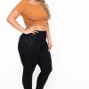 Curvy Sense Plus Size Basic Ribbed Crop Top - Camel