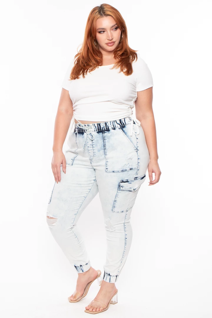 Curvy Sense Tops Plus Size Basic Ribbed Crop Top - Ivory 5 Curvy Sense Tops Plus Size Basic Ribbed Crop Top - Ivory