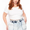 Curvy Sense Tops Plus Size Basic Ribbed Crop Top - Ivory