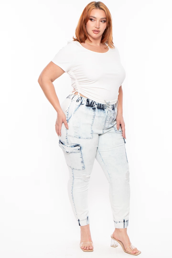 Curvy Sense Tops Plus Size Basic Ribbed Crop Top - Ivory 7 Curvy Sense Tops Plus Size Basic Ribbed Crop Top - Ivory