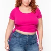 Curvy Sense Plus Size Basic Ribbed Crop Top - Magenta Tops