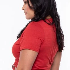 Curvy Sense Plus Size Cali Ruched Crop Top - Rust