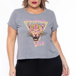 Curvy Sense Plus Size Def Leppard Graphic Tee - Grey