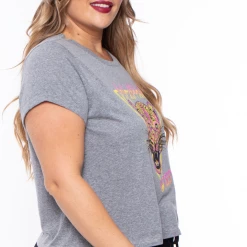 Curvy Sense Plus Size Def Leppard Graphic Tee - Grey