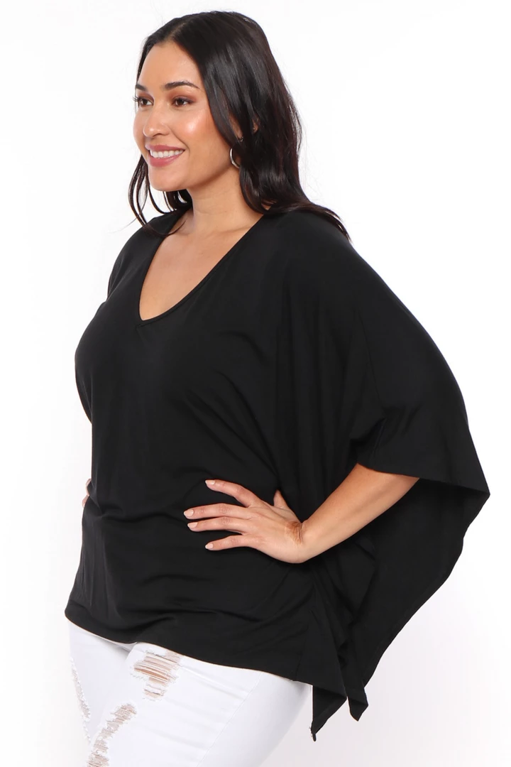 Curvy Sense Plus Size Drape Flare Top - Black Back In Stock 5 Curvy Sense Plus Size Drape Flare Top - Black Back In Stock