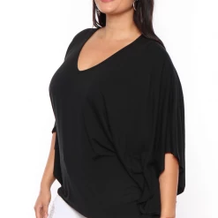 Curvy Sense Plus Size Drape Flare Top - Black Back In Stock 7 Curvy Sense Plus Size Drape Flare Top - Black Back In Stock