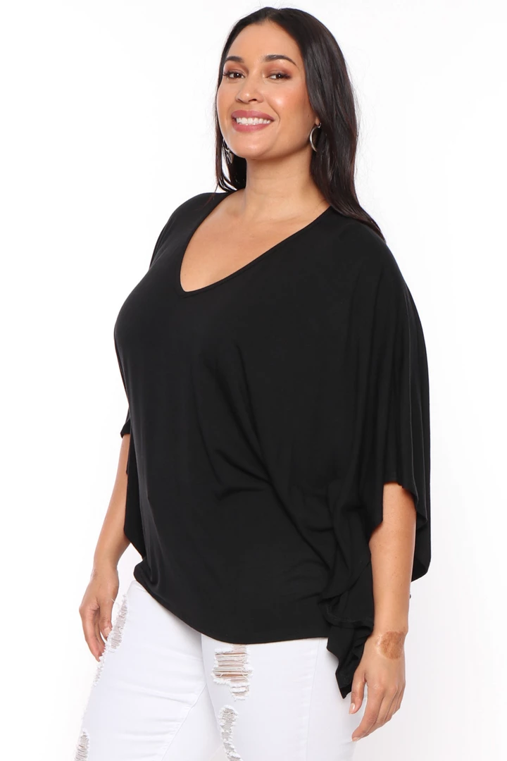 Curvy Sense Plus Size Drape Flare Top - Black Back In Stock 4 Curvy Sense Plus Size Drape Flare Top - Black Back In Stock