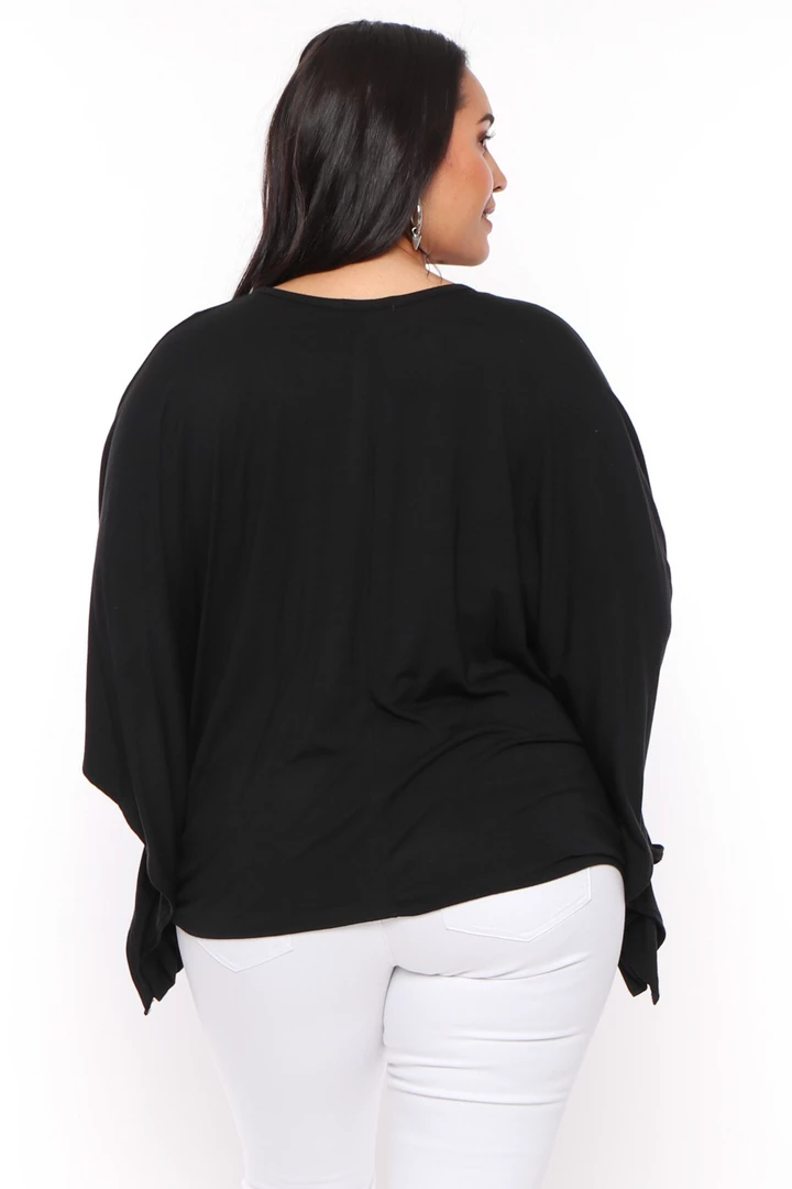 Curvy Sense Plus Size Drape Flare Top - Black Back In Stock 6 Curvy Sense Plus Size Drape Flare Top - Black Back In Stock