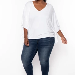 Curvy Sense Plus Size Drape Flare Top - White 9 Curvy Sense Plus Size Drape Flare Top - White