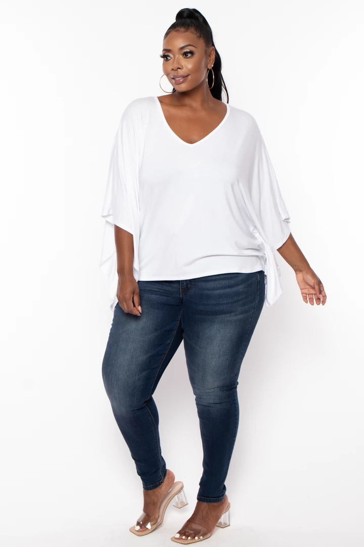 Curvy Sense Plus Size Drape Flare Top - White 5 Curvy Sense Plus Size Drape Flare Top - White