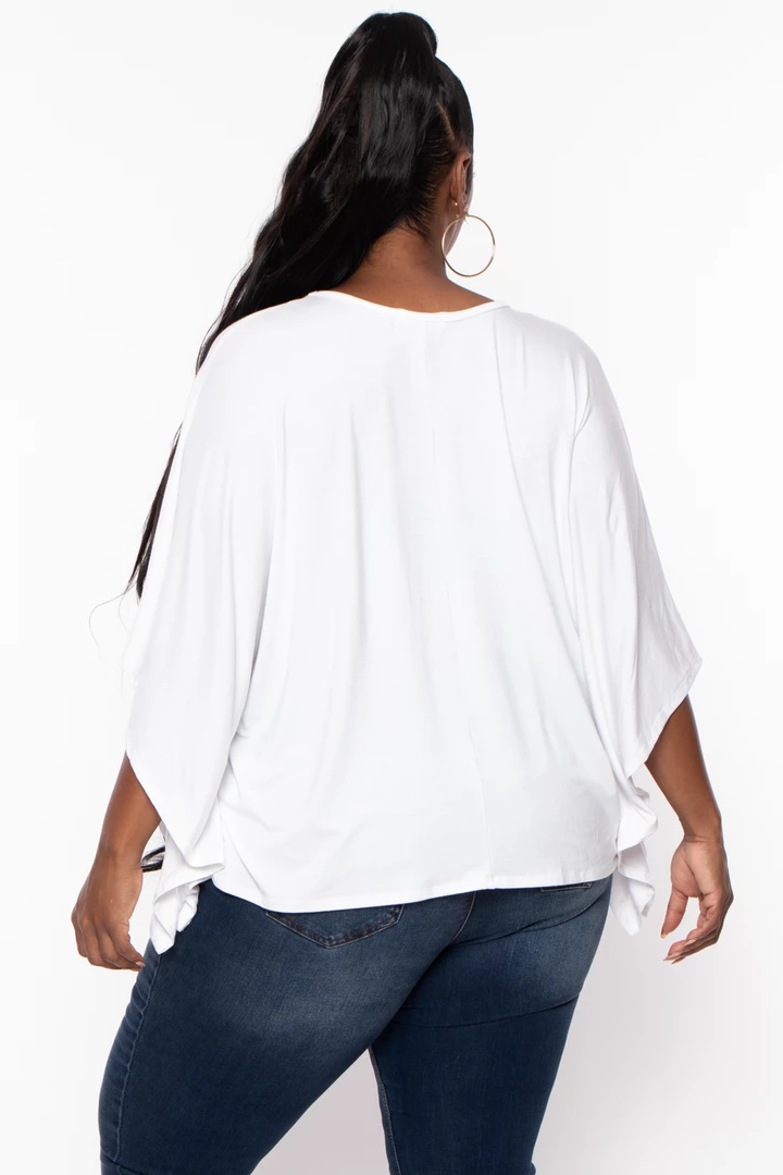 Curvy Sense Plus Size Drape Flare Top - White 7 Curvy Sense Plus Size Drape Flare Top - White