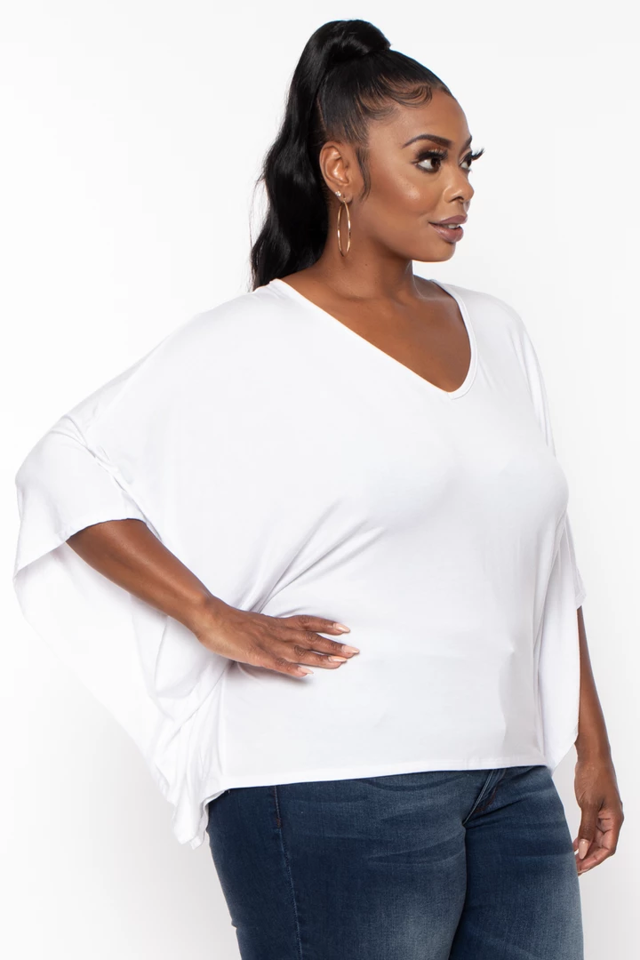 Curvy Sense Plus Size Drape Flare Top - White 6 Curvy Sense Plus Size Drape Flare Top - White