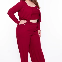 Curvy Sense Plus Size Essential Ribbed Button Front Top - Burgundy Essential Mix 11 Curvy Sense Plus Size Essential Ribbed Button Front Top - Burgundy Essential Mix