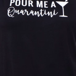 Curvy Sense Plus Size Graphic "Quarantini" Tee & Mask Set - Black