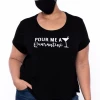 Curvy Sense Plus Size Graphic "Quarantini" Tee & Mask Set - Black