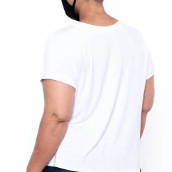 Curvy Sense Plus Size Graphic "Social Distancing" Tee & Mask Set - White Matching Sets