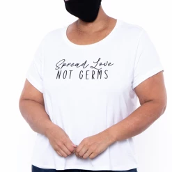 Curvy Sense Plus Size Graphic "Spread Love" Tee & Mask Set - White