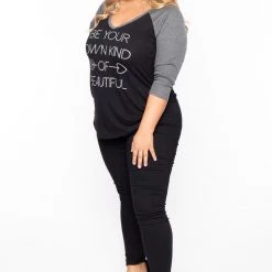 Curvy Sense Tops Plus Size Graphic Top - Charcoal