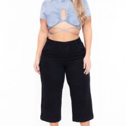 Curvy Sense Tops Plus Size Kyomi Slinky Top - Blue