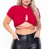Curvy Sense Plus Size Kyomi Slinky Top - Red Tops