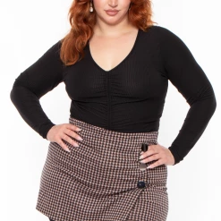 Curvy Sense Tops Plus Size Mallory Ruched Top - Black