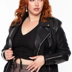 Curvy Sense Tops Plus Size Mallory Ruched Top - Black