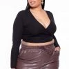 Curvy Sense Plus Size Marren Top - Black Tops