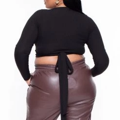 Curvy Sense Plus Size Marren Top - Black Tops