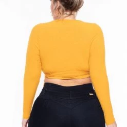 Curvy Sense Plus Size Marren Top - Mustard