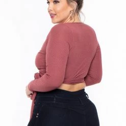 Curvy Sense Plus Size Marren Top - Rust