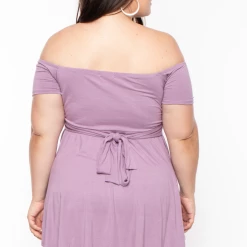 Curvy Sense Plus Size Nina Belted High-Low Top - Lavender