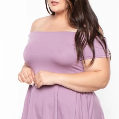 Curvy Sense Plus Size Nina Belted High-Low Top - Lavender