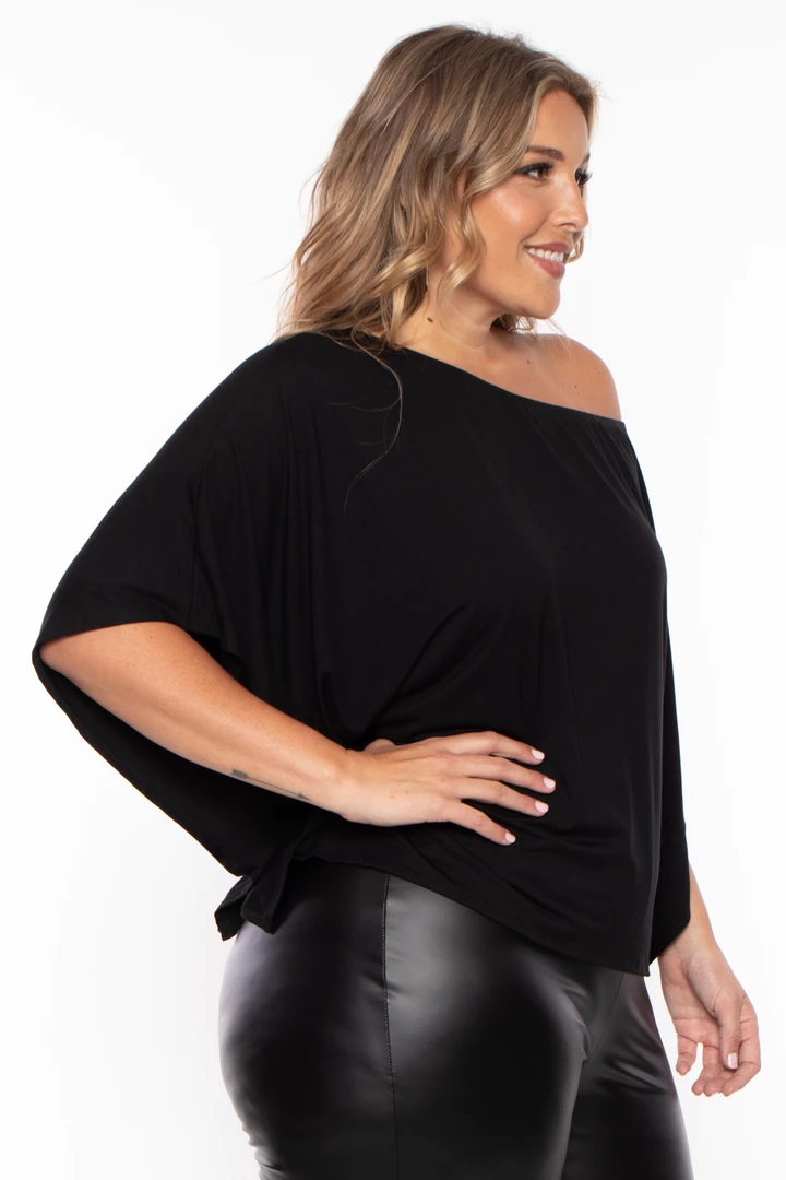 Curvy Sense Plus Size Off The Shoulder Top - Black Tops 5 Curvy Sense Plus Size Off The Shoulder Top - Black Tops