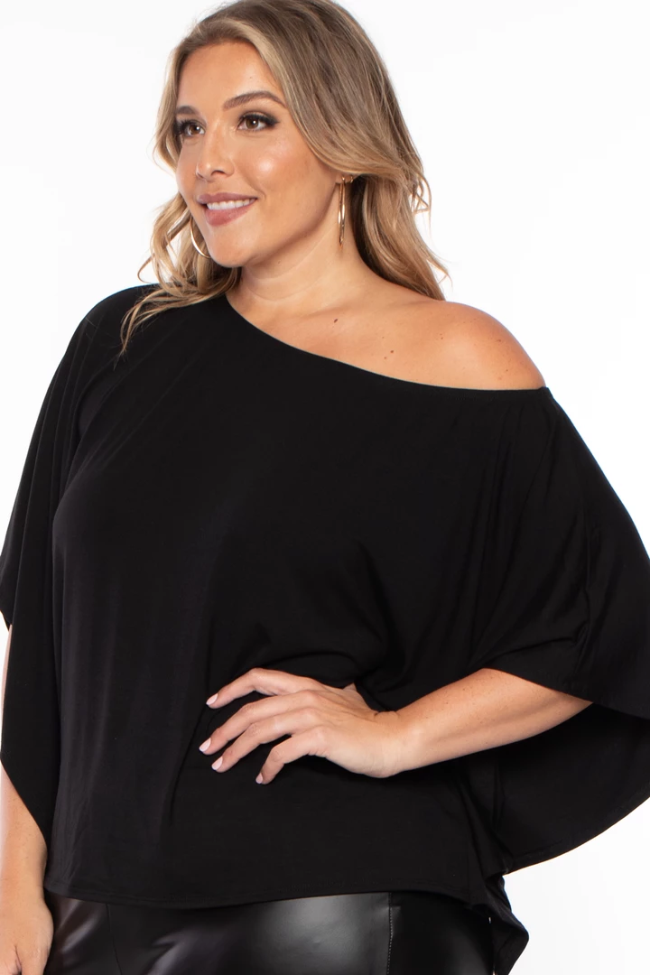 Curvy Sense Plus Size Off The Shoulder Top - Black Tops 4 Curvy Sense Plus Size Off The Shoulder Top - Black Tops