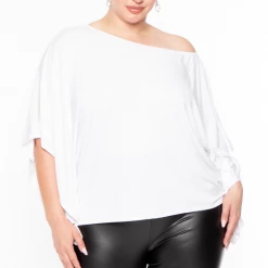 Curvy Sense Plus Size Off The Shoulder Top - White