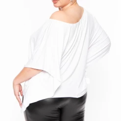 Curvy Sense Plus Size Off The Shoulder Top - White