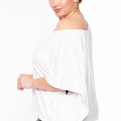 Curvy Sense Plus Size Off The Shoulder Top - White