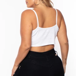 Curvy Sense Tops Plus Size Pointy Ribbed Cami Top - White 9 Curvy Sense Tops Plus Size Pointy Ribbed Cami Top - White