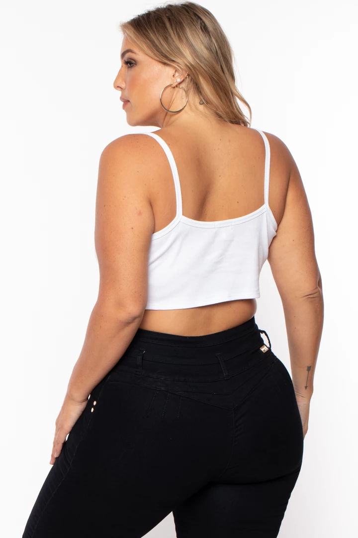 Curvy Sense Tops Plus Size Pointy Ribbed Cami Top - White 6 Curvy Sense Tops Plus Size Pointy Ribbed Cami Top - White