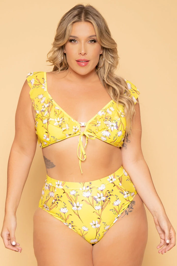 Davi & Dani Plus Size Summer Bloom Bikini Set - Yellow New Arrivals 3 Davi & Dani Plus Size Summer Bloom Bikini Set - Yellow New Arrivals