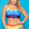 Davi & Dani Plus Size Taste The Rainbow Bikini - Multi New Arrivals