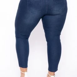 Davids Place New Arrivals Plus Size Ayden 3 Button Jean - Medium Wash