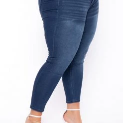 Davids Place New Arrivals Plus Size Ayden 3 Button Jean - Medium Wash